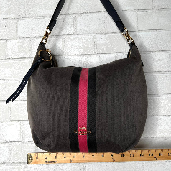 Coach Black and Pink Stripe Tote - Picture 6 of 6